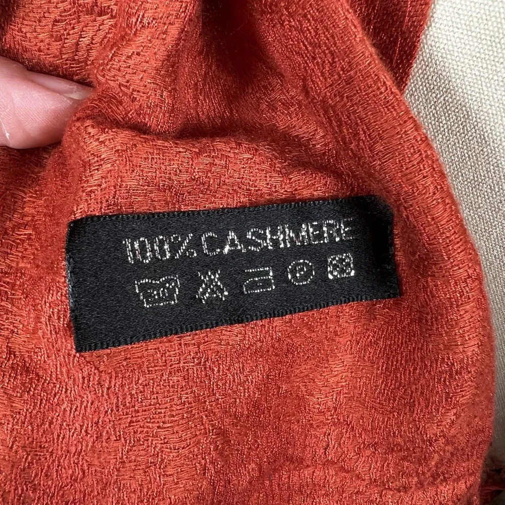 100% Cashmere Burnt Orange Fringe Scarf   34